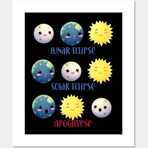 Solar eclipse apocalypse cute kawaii transition Wall Art by Edgi